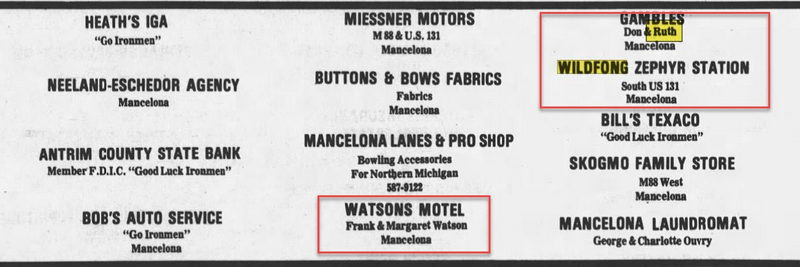 Wildfong Motel (Watsons Motel) - Feb 1976 Ad Showing Both Owners
